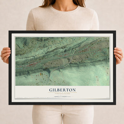 Map of Gilberton, Pennsylvania, 12 x 18 inch print in a black wood frame