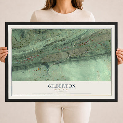 Map of Gilberton, Pennsylvania, 18 x 24 inch print in a black wood frame
