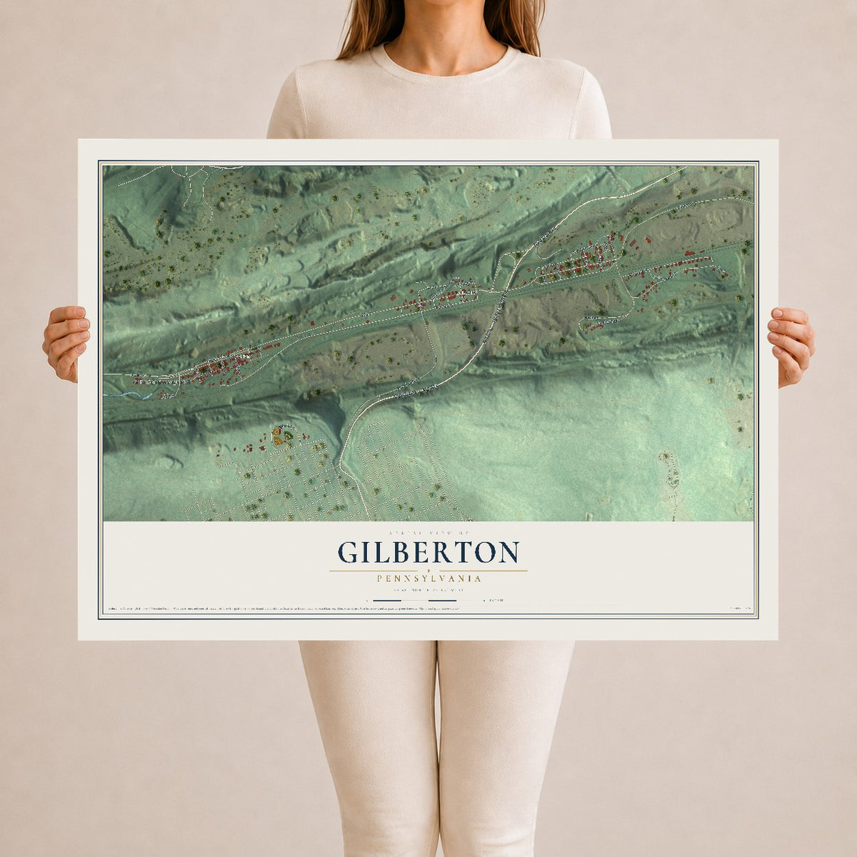 Map of Gilberton, Pennsylvania, 24 x 36 inch unframed archival matte print