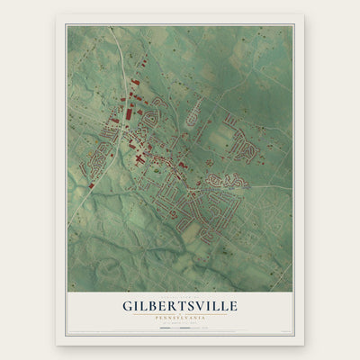 Gilbertsville, Pennsylvania map print, the full design