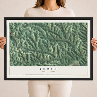 Map of Gilmore, Pennsylvania, 18 x 24 inch print in a black wood frame