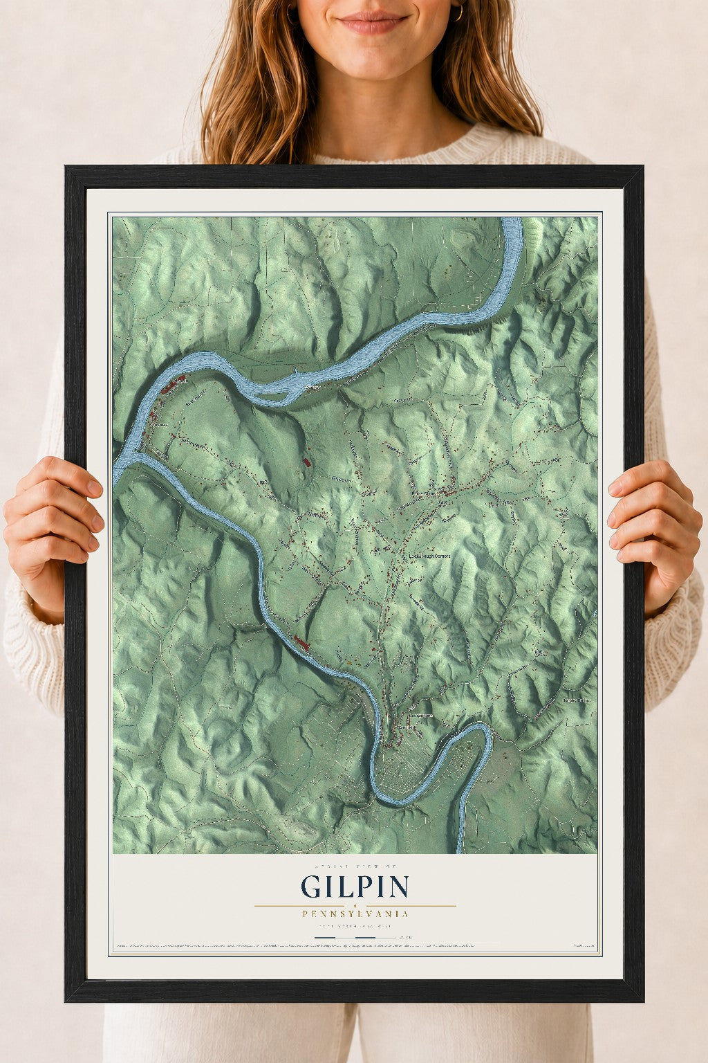 Map of Gilpin, Pennsylvania, 18 x 24 inch print in a black wood frame