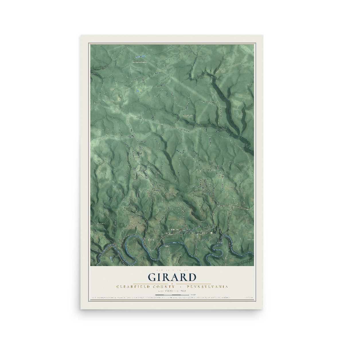 Map of Girard, Clearfield County, Pennsylvania, 12 x 18 inch unframed archival matte print