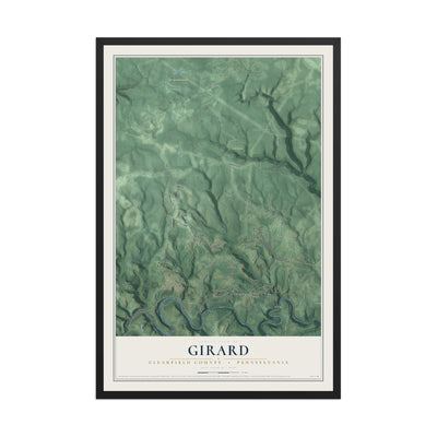 Map of Girard, Clearfield County, Pennsylvania, 12 x 18 inch print in a black wood frame
