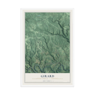 Map of Girard, Clearfield County, Pennsylvania, 12 x 18 inch print in a white wood frame