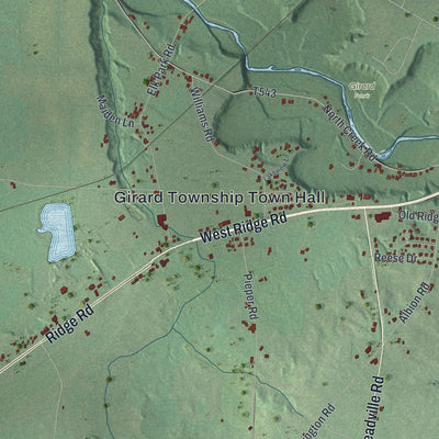 Second close-up of the map of Girard, Erie County, Pennsylvania print showing more streets and buildings