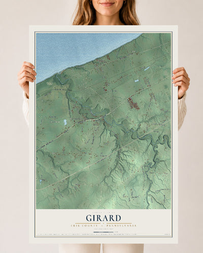 Map of Girard, Erie County, Pennsylvania, 24 x 36 inch unframed archival matte print