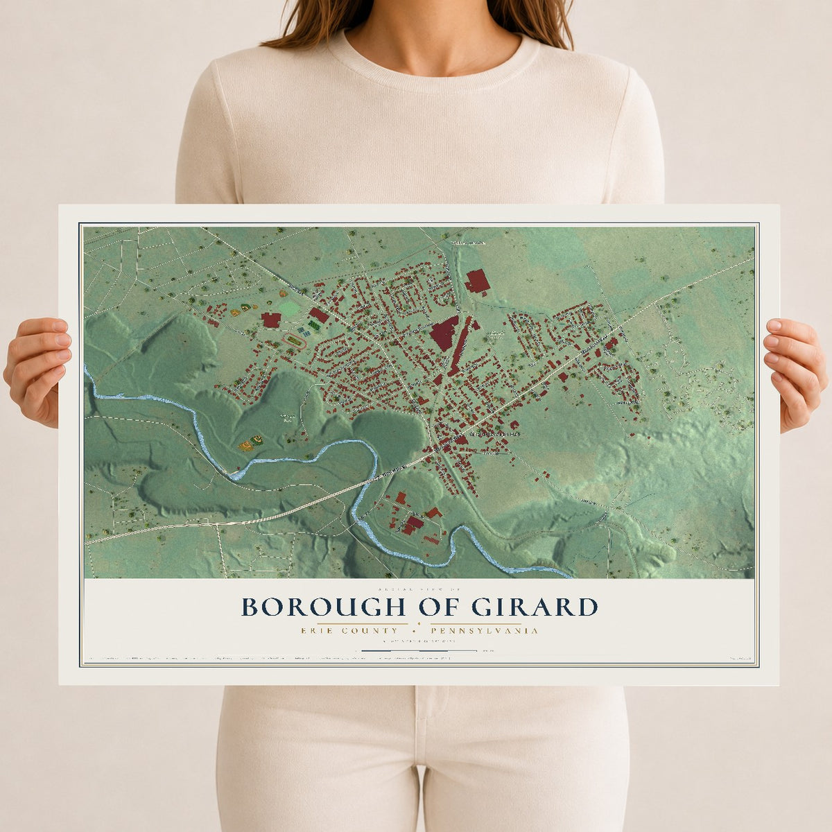 Map of the Borough of Girard, Erie County, Pennsylvania, 12 x 18 inch unframed archival matte print