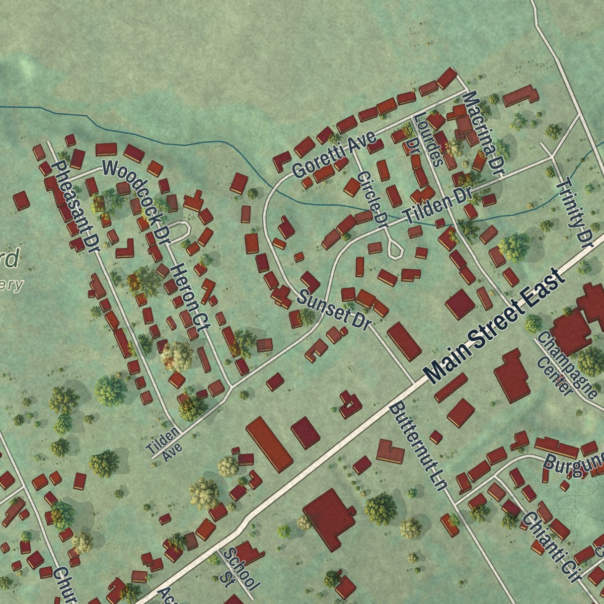 Second close-up of the map of the Borough of Girard, Erie County, Pennsylvania print showing more streets and buildings