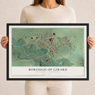 Map of the Borough of Girard, Erie County, Pennsylvania, 12 x 18 inch print in a black wood frame