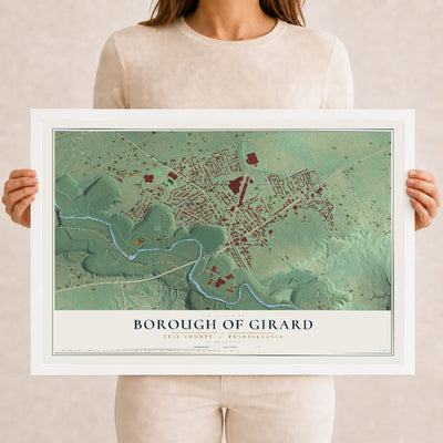 Map of the Borough of Girard, Erie County, Pennsylvania, 12 x 18 inch print in a white wood frame