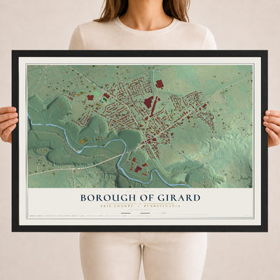 Map of the Borough of Girard, Erie County, Pennsylvania, 18 x 24 inch print in a black wood frame