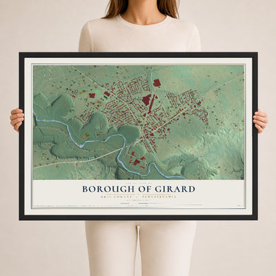 Map of the Borough of Girard, Erie County, Pennsylvania, 24 x 36 inch print in a black wood frame