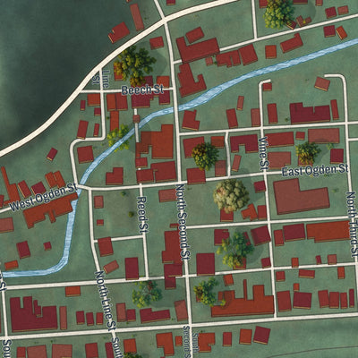 Close-up of the map of Girardville, Pennsylvania print showing street and building detail
