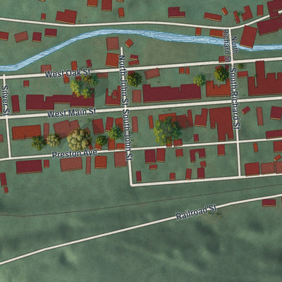 Second close-up of the map of Girardville, Pennsylvania print showing more streets and buildings