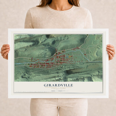 Map of Girardville, Pennsylvania, 12 x 18 inch print in a white wood frame