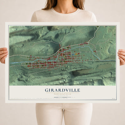 Map of Girardville, Pennsylvania, 18 x 24 inch unframed archival matte print
