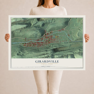 Map of Girardville, Pennsylvania, 24 x 36 inch unframed archival matte print