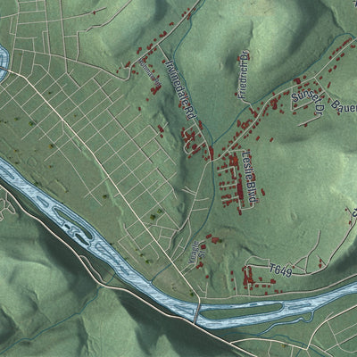 Close-up of the map of Glade, Pennsylvania print showing street and building detail