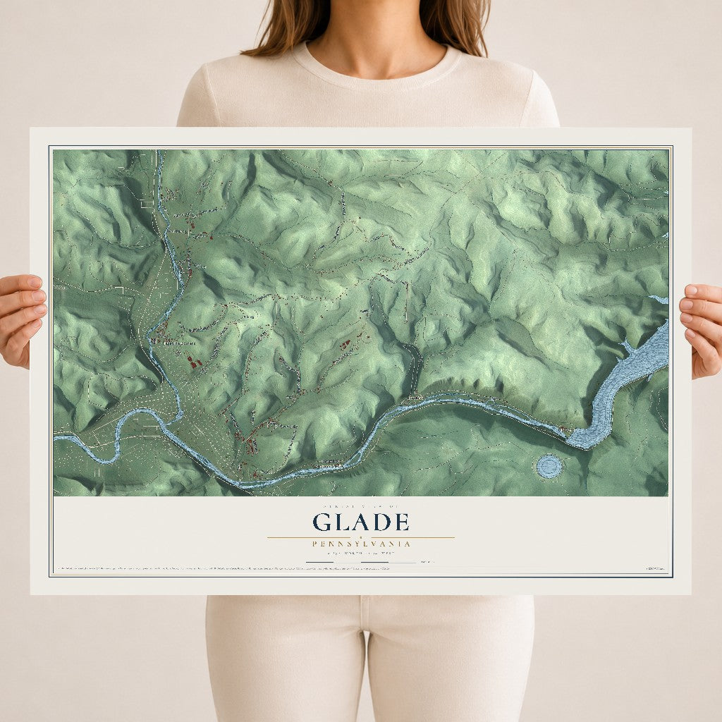 Map of Glade, Pennsylvania, 18 x 24 inch unframed archival matte print