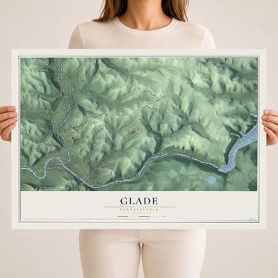 Map of Glade, Pennsylvania, 18 x 24 inch unframed archival matte print