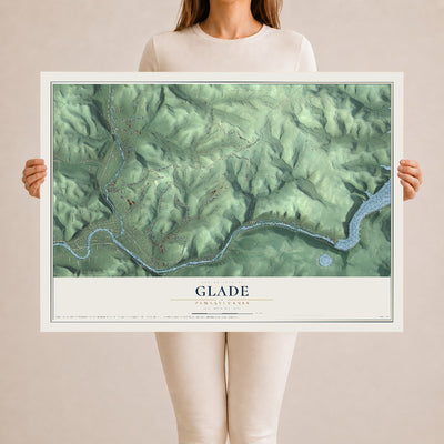 Map of Glade, Pennsylvania, 24 x 36 inch unframed archival matte print