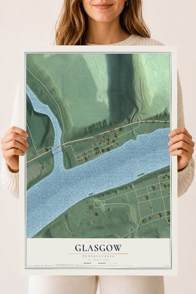Map of Glasgow, Pennsylvania, 18 x 24 inch unframed archival matte print