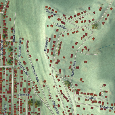 Second close-up of the map of Glassport, Pennsylvania print showing more streets and buildings
