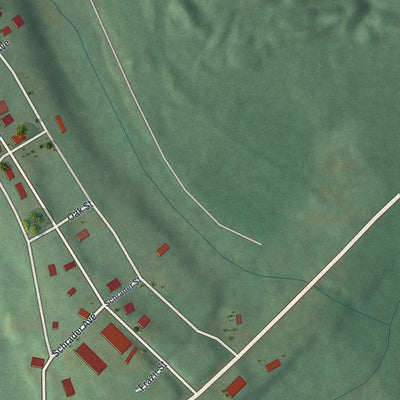 Second close-up of the map of Glen Campbell, Pennsylvania print showing more streets and buildings