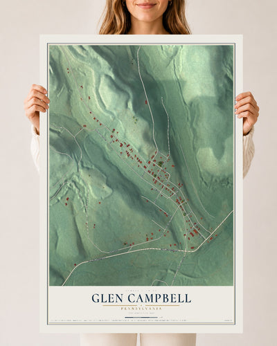 Map of Glen Campbell, Pennsylvania, 24 x 36 inch unframed archival matte print