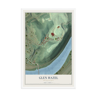 Map of Glen Hazel, Pennsylvania, 12 x 18 inch print in a white wood frame