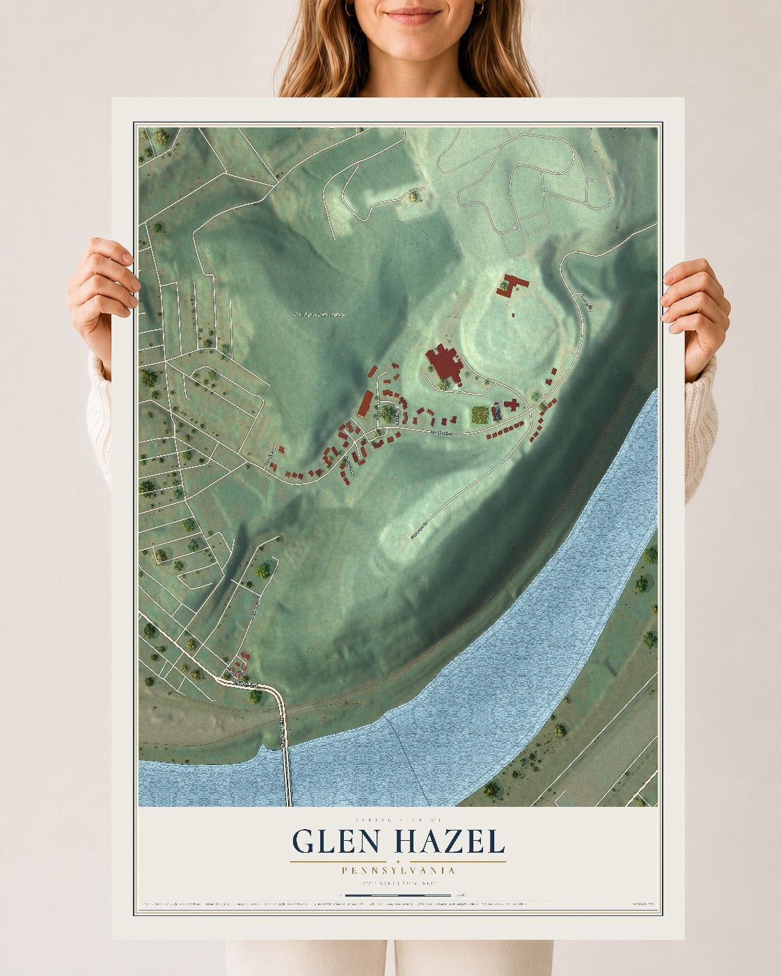 Map of Glen Hazel, Pennsylvania, 24 x 36 inch unframed archival matte print