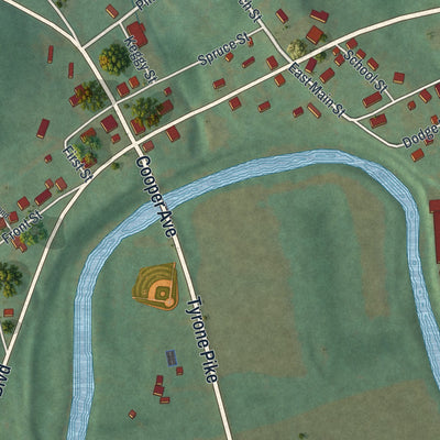 Close-up of the map of Glen Hope, Pennsylvania print showing street and building detail
