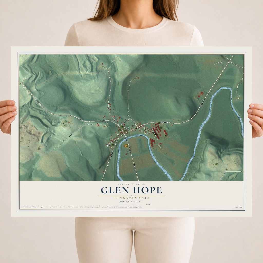 Map of Glen Hope, Pennsylvania, 18 x 24 inch unframed archival matte print