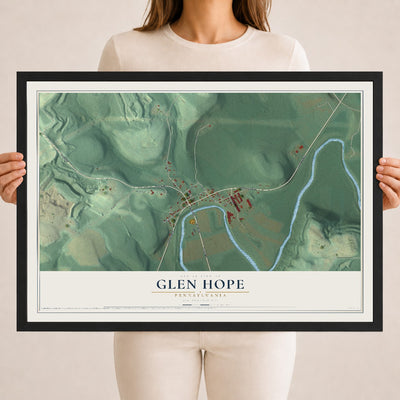 Map of Glen Hope, Pennsylvania, 18 x 24 inch print in a black wood frame