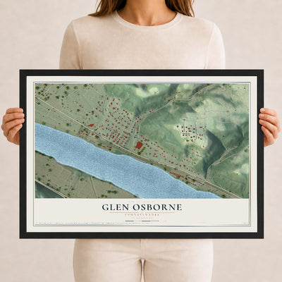 Map of Glen Osborne, Pennsylvania, 12 x 18 inch print in a black wood frame