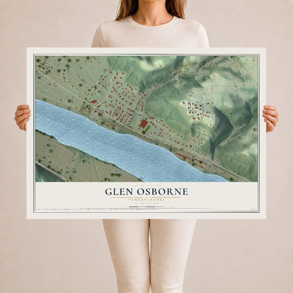 Map of Glen Osborne, Pennsylvania, 24 x 36 inch unframed archival matte print