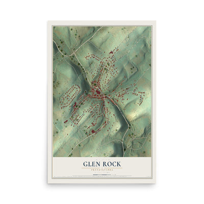 Map of Glen Rock, Pennsylvania, 12 x 18 inch unframed archival matte print