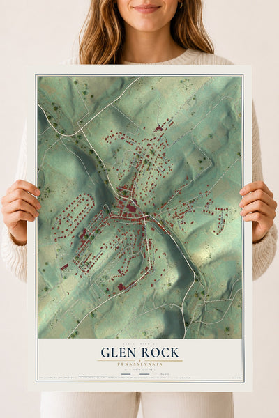 Map of Glen Rock, Pennsylvania, 18 x 24 inch unframed archival matte print