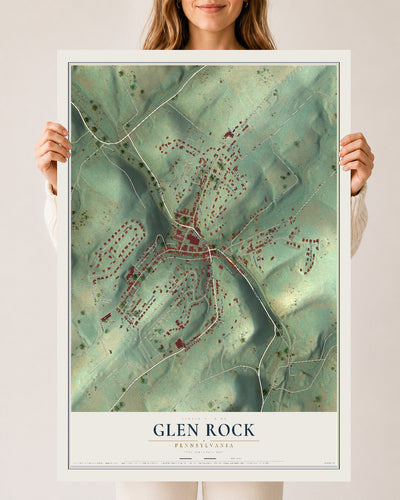 Map of Glen Rock, Pennsylvania, 24 x 36 inch unframed archival matte print