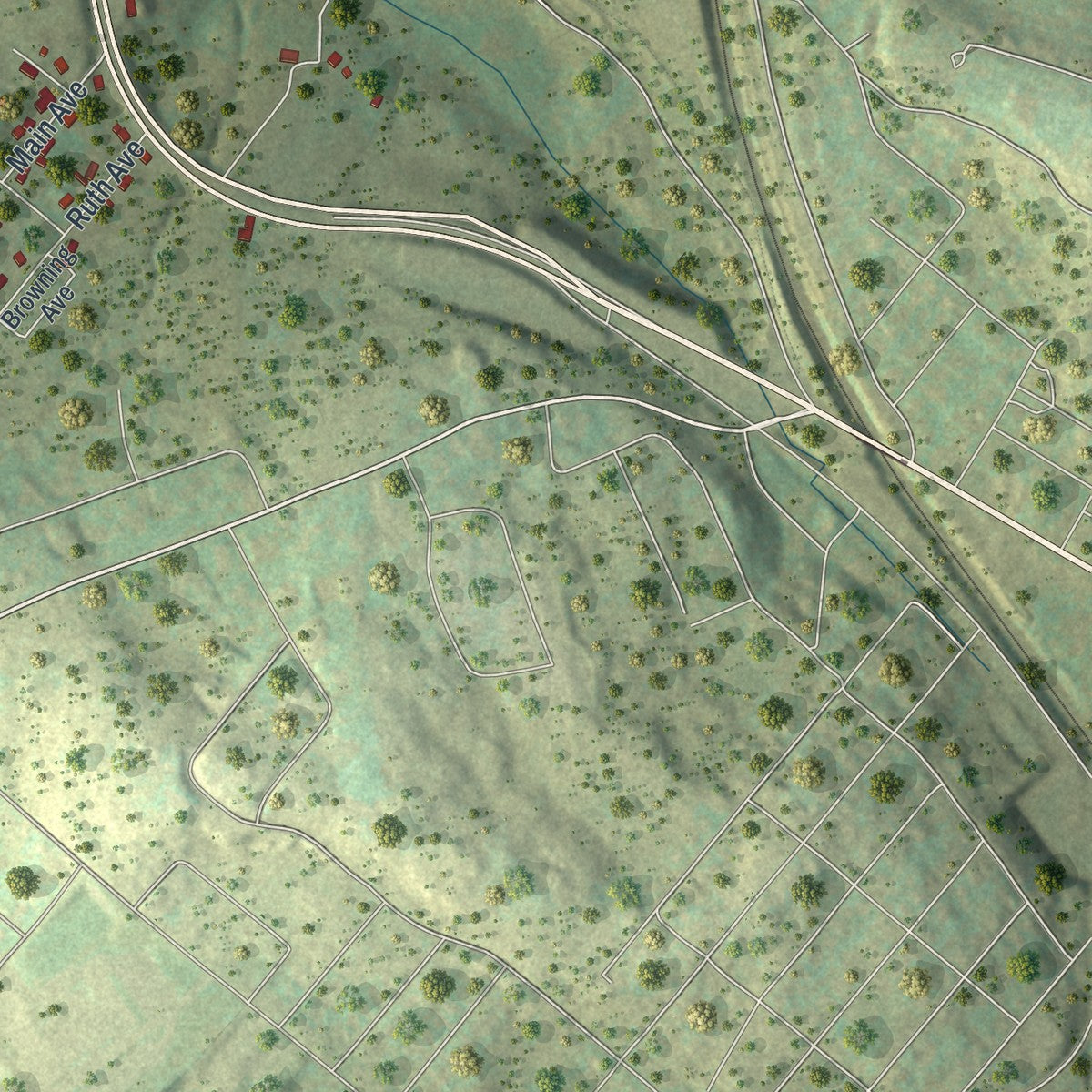 Second close-up of the map of Glenburn, Pennsylvania print showing more streets and buildings
