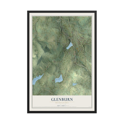 Map of Glenburn, Pennsylvania, 12 x 18 inch print in a black wood frame