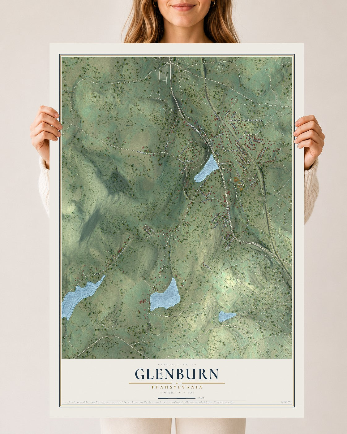 Map of Glenburn, Pennsylvania, 24 x 36 inch unframed archival matte print