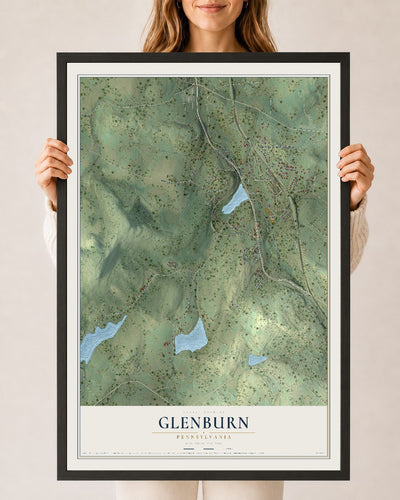 Map of Glenburn, Pennsylvania, 24 x 36 inch print in a black wood frame