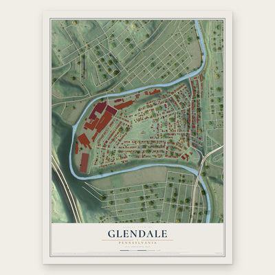 Glendale, Pennsylvania map print, the full design