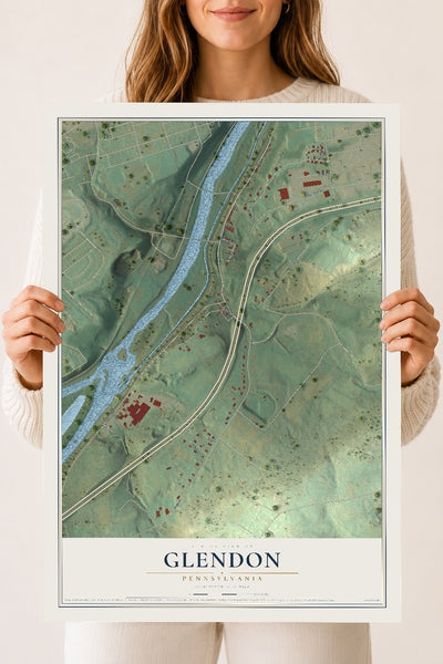 Map of Glendon, Pennsylvania, 18 x 24 inch unframed archival matte print