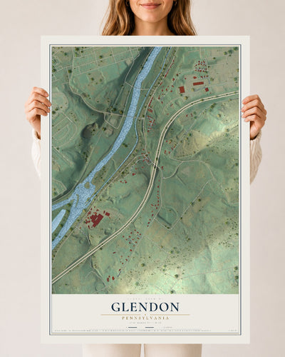 Map of Glendon, Pennsylvania, 24 x 36 inch unframed archival matte print