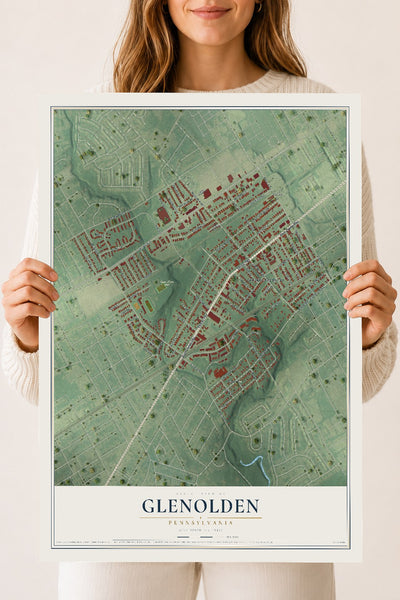 Map of Glenolden, Pennsylvania, 18 x 24 inch unframed archival matte print