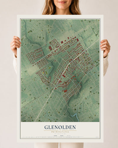 Map of Glenolden, Pennsylvania, 24 x 36 inch unframed archival matte print