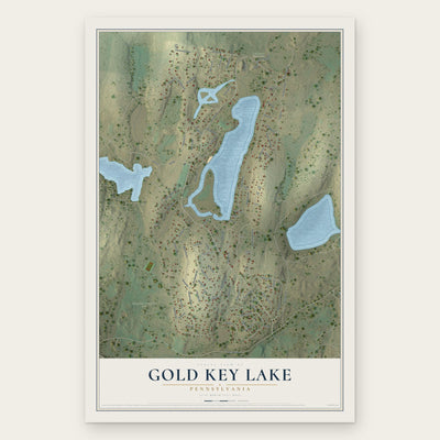 Gold Key Lake, Pennsylvania map print, the full design